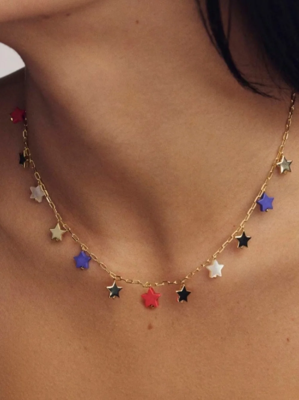 Kendra Scott Gold Necklace with Red, Blue, White and Pink Star Charms - Picture 3 of 4